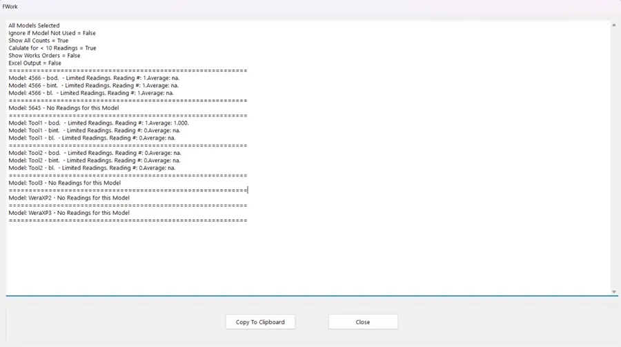 Notepad with calculations in a torque calibration software