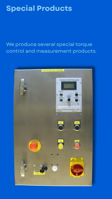 Gas bottle tightening checker in front of a blue background