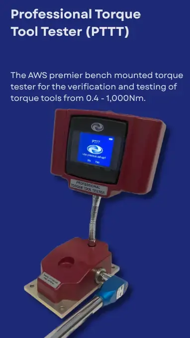AWS torque tester in front of a dark blue background