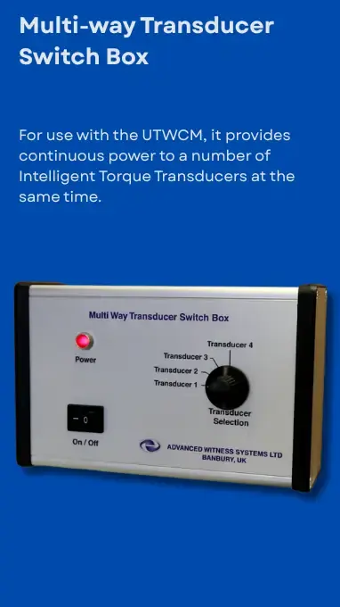 Grey box with dial on in front of a blue background