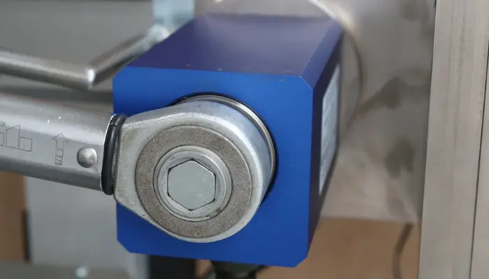 Close up of a torque wrench drive in a torque transducer
