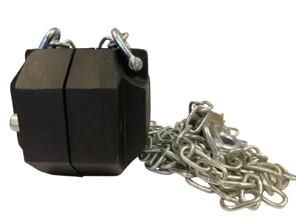 A large weight attached to a chain